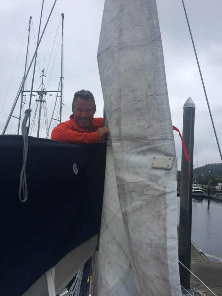 Putting the mainsail back on after having a 3rd reef added